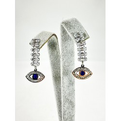 Gümüş Taşlı Göz Detaylı Küpe